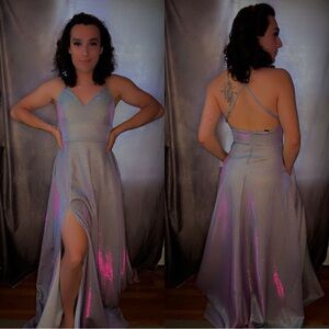 Windsor Silver and Purple Prom Dress